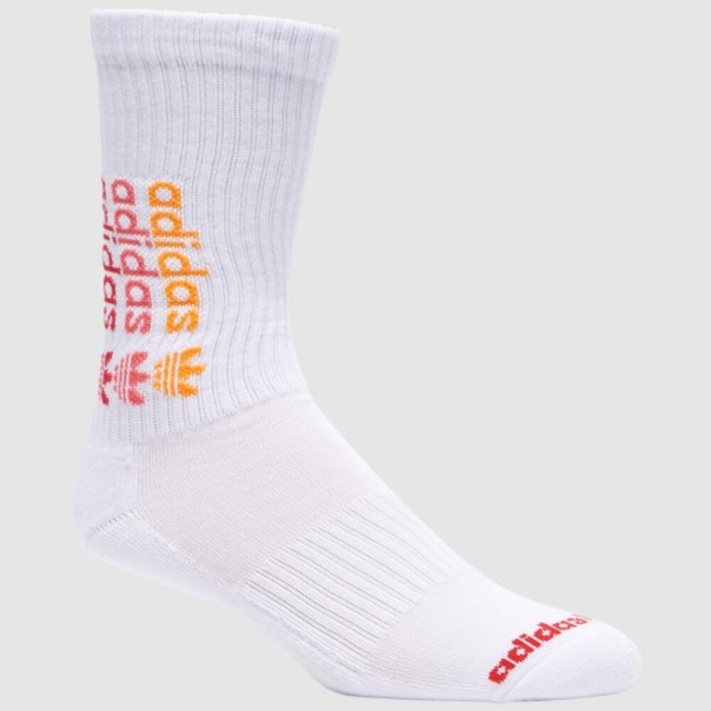 ADIDAS NEW MENS WHITE POLY / COTTON COLOR WASH CREW SOCKS SIZE 6-12 (1 PAIR )
